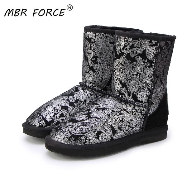 

mbr force 2020 style 100% genuine leather fashion girls winter snow boots for women warm winter shoes ing, Black