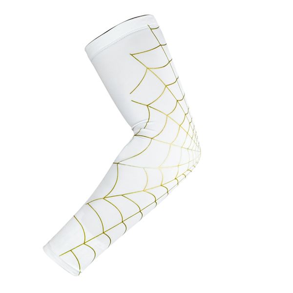 

elbow support pad long spider web printed anti-slip breathable elastic outdoor fitness sportswear accessories arm sleeve, Black;gray