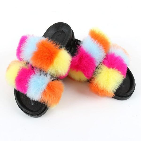 

women summer slipper elegant lady hallow colorful outdoor shoes stitching color fashion slippers #yl10, Black