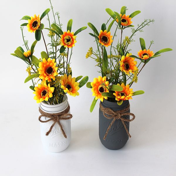

sunflower centerpiece fall farmhouse decoration mason flower vase floral arrangement rustic home decor wedding bridal shower