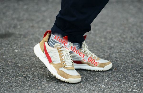 

новые выпущенные tom sachs craft mars yard ts наса 2.0 обувь aa2261-100 natural / спорт красный кленовый unisex причинная обувь размер 36-45, Black