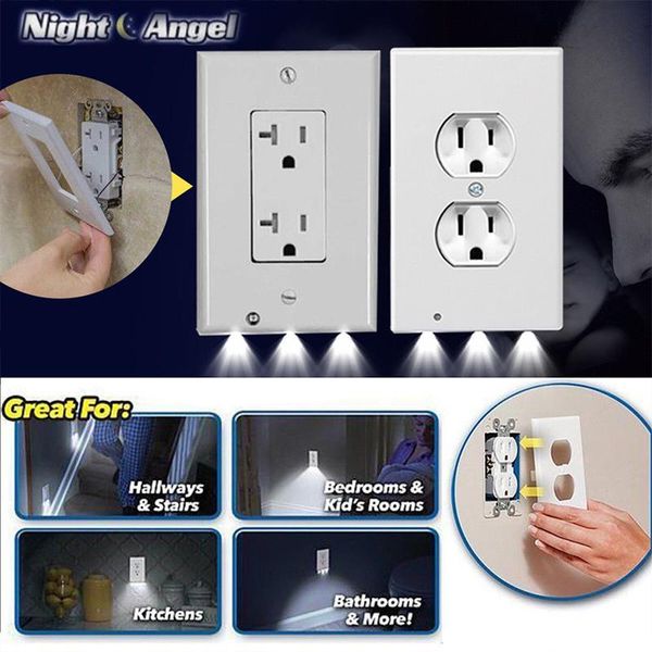 

durable night light duplex high-quality convenient outlet cover wall plate with led night lights ambient light sensor