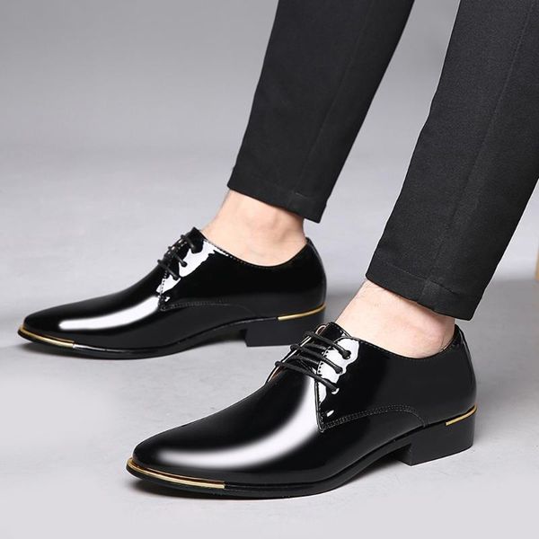 

dress shoes 2021 fashion men quality leather casual flats oxford business shoe for light lace up driving, Black