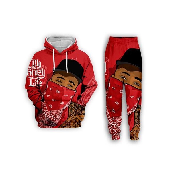 

new fashion mens/womens blood gang funny 3d print hoodie+pants s114, Black