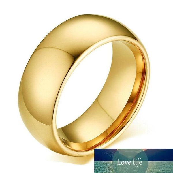 

8 mm 2 colors gold plated high polish band finger ring 316l stainless steel couple wedding engagement rings for men valentine gift, Silver