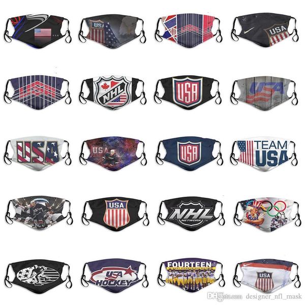

2020 new 5 layer dust mask male and female designer rugby team usa fashion ice hockey printing custom breathable face mask