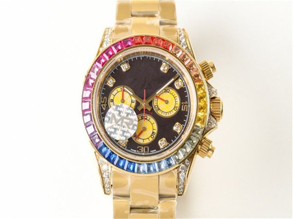 

116598rbow mens watches automatic 7750 mechanical orologio di lusso movement men diamond watch montre de luxe reloj de lujo v4, Slivery;brown