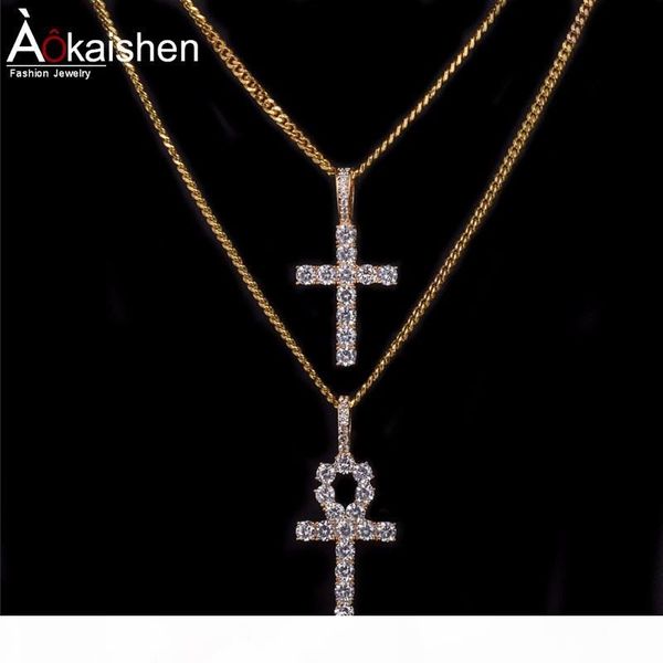

ankh cross pendant necklace hip hop jewelry seller mens cubic zircon for rope chain 2 colors for drop shipping, Silver