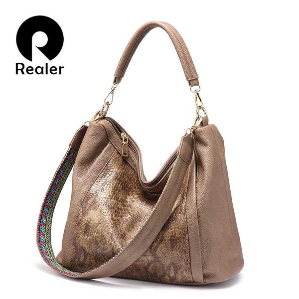 

realer designer handbags shoulder bags women soft artificial leather large tote bags ladies hobo serpentine print