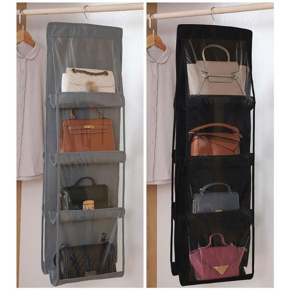 

hanging handbag organizer non-woven storage holder pvc purse closet 8 pocket
