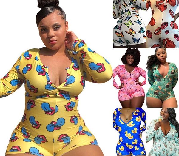 

2020 element printed home wear womens jumpsuit pajamas v-neck apparel wholesale clothes plus size xl-5xl, Black;gray