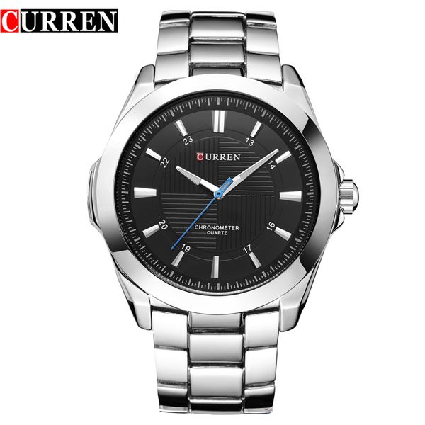 

wristwatches curren watches classic business quartz men stainless steel band male clock montre homme relojes, Slivery;brown