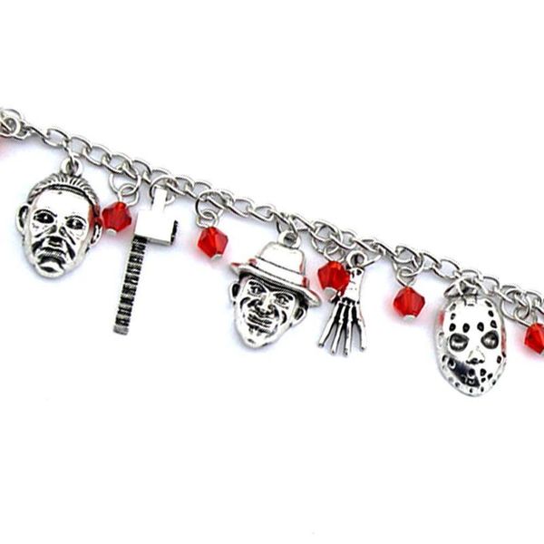 

1pcs horror charm bracelet halloween bracelets horror gifts jewelry skull charms bracelets head d7t8, Golden;silver