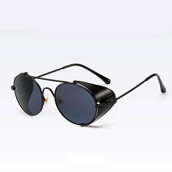 

gothic steampunk fashion sunglasses for men and women round metal glasses punk stylish eyewear oculos de sol, White;black