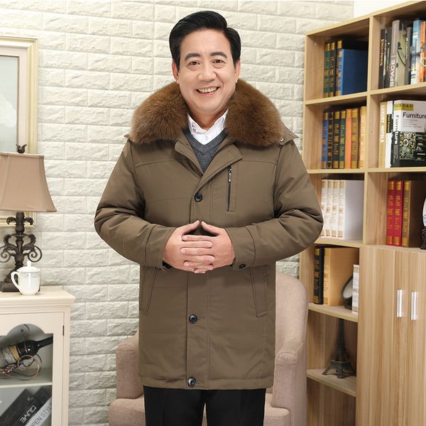 

2020 e-commerce b247 winter new middle-aged and elderly down jacket real fur collar dad clothing business leisure men 867-p300, Black