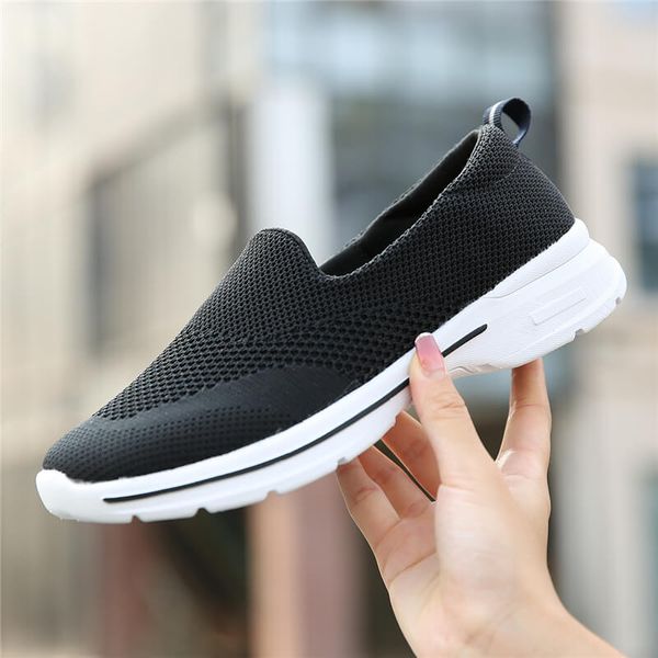 

mwy breathable mesh sneakers flats shoes women zapatos de mujer zapatos slip on casual shoes loafers women outdoor trainers, Black