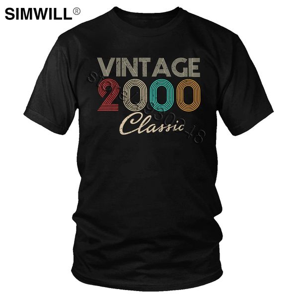 

vintage retro 2000 t-shirt classic 20th birthday gift t shirt short sleeved o-neck 20 years old tshirt anniversary leisure tee