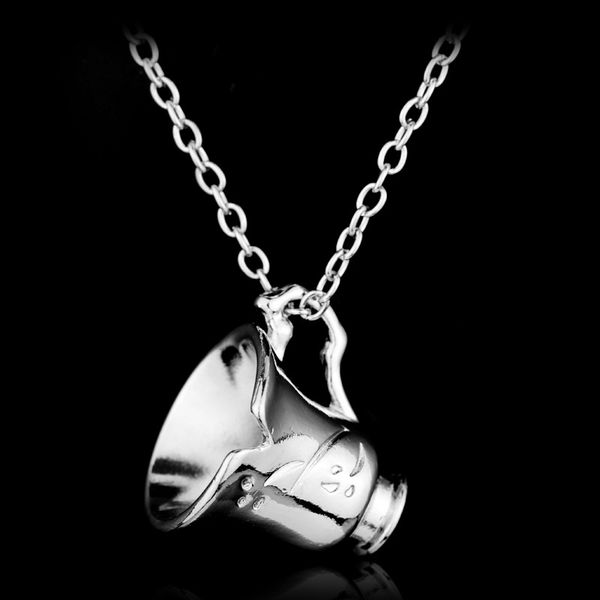 

once upon a time necklace broken cup pendant for women and girl necklace fashion jewelry, Silver