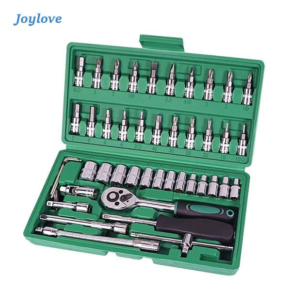

joylove car repair tool 46pcs 1/4-inch socket set car repair tool ratchet torque wrench combo tools kit auto repairing set