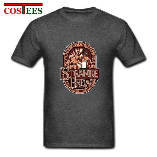 

2018. новая коллекция незнакомец вещи t shirt мужчин смешные strange brew футболочку homme бункерные хокинс людей кофе футболка camisetas