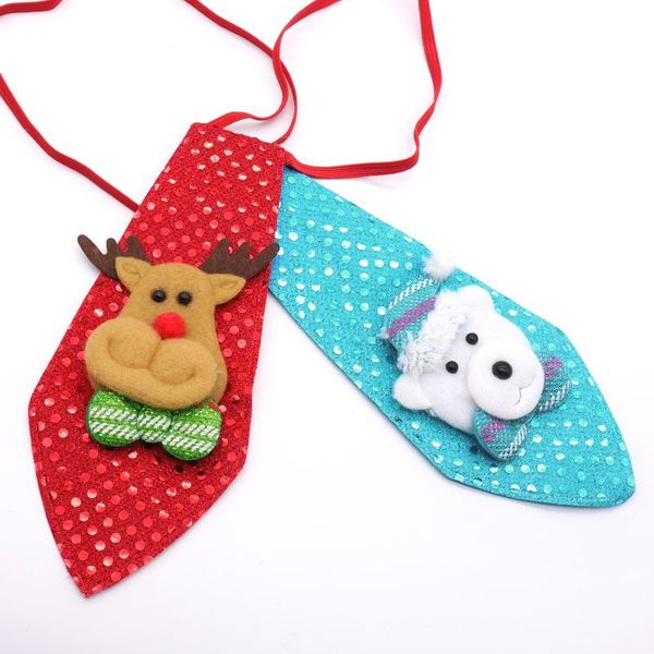 

christmas kids favor sequin tie santa claus snowman reindeer bear christmas decoration for home xmas kids toy ornaments