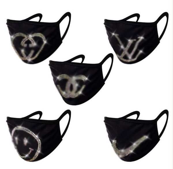 

dhl shopping brand fashion designer item face mask rhinestone dustproof uv protection respirator protective safety 1anti influenza mask, Silver