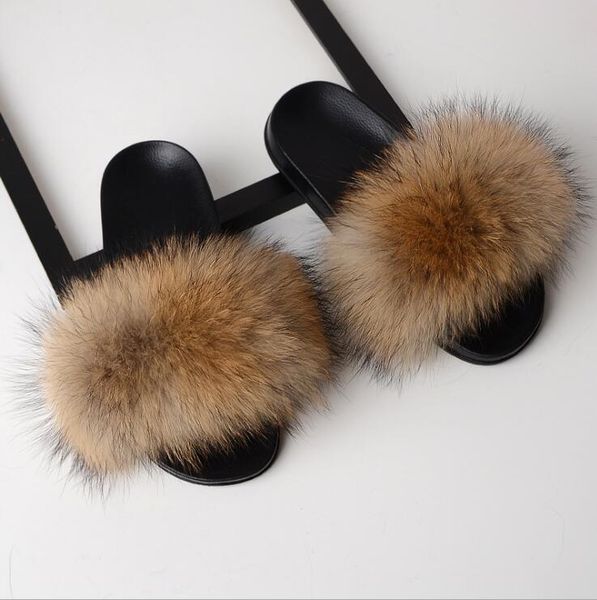 

women fur slippers slides fluffy furry fur sandals woman home slippers ladies sweet cute fuzzy plush size shoes, Black