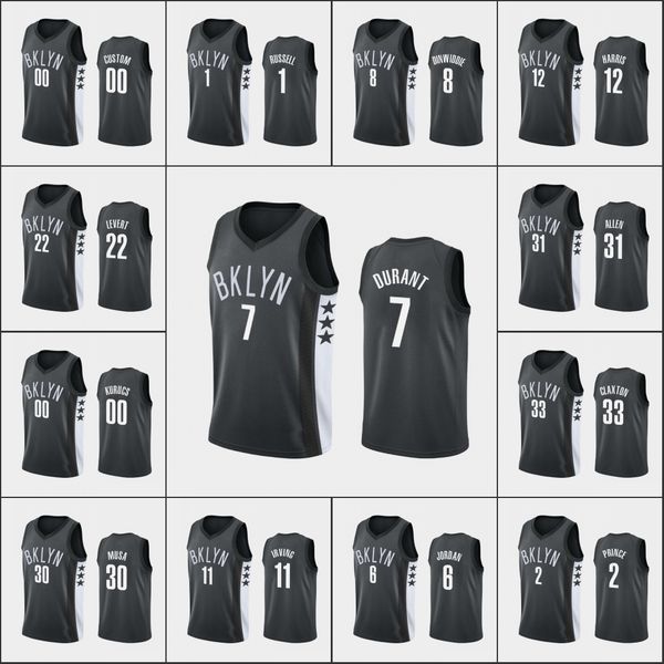 

brooklyn nets men kyrie irving kevin durant taurean prince jarrett allen joe harris nba black custom statement jersey