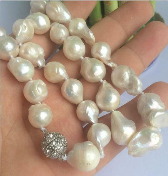 

new 10-16mm south sea white baroque pearl necklace 18, Silver