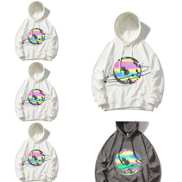 

it is by no means a common thing 2020 autumn hip hop loose hooded coat hoodiehoodie hoodiereflective earth hoodie coat fashionable men, Black