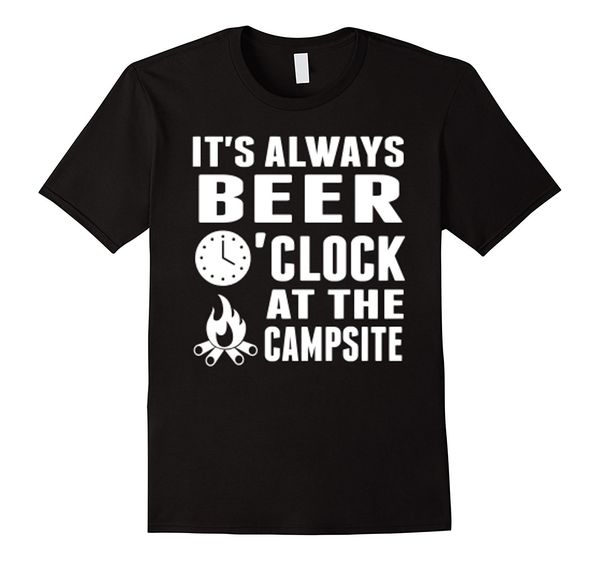 

2019 новый летний слим футболочку beer o»clock в кемпинге - пиво и кемпинги tshirt мода tshirt