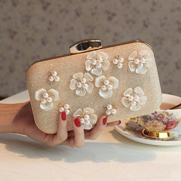 

flower bag evening bag pearl fashion banquet clutch dress sequined women's shoulder diagonal