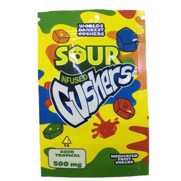 

bag edibles worlds fruit green dankest gusher flavors sour tropical snack 500mg tropical medicated candy myl gummies packaging gushers cfxwz