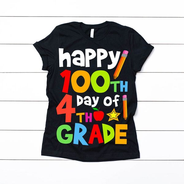 

glcklicher 100. tag 4. grade shirt funny lehrer geschenk 100 tage der schule k 12 100 tage in der schule tee(1