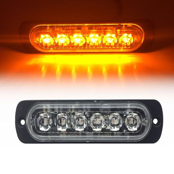 

6 led car truck side strobe marker light amber led flashing emergency hazard warning lamp lightbar dc12v-dc24v
