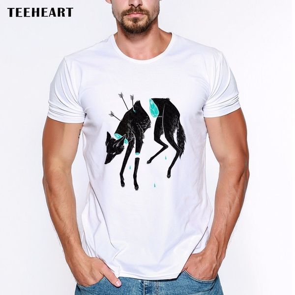 

2019 male selling hunter and wounding wolf with arrows funny joke men t shirt tee summer tee shirt
