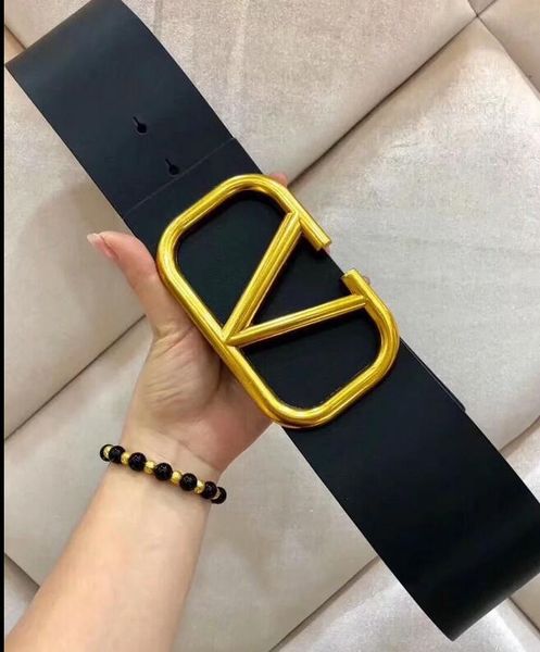 

Summer fashion female leather belt gold letters large buckle smooth buckle wide belt bandwidth 7.0cm versatile clothing accessories 8s7q9
