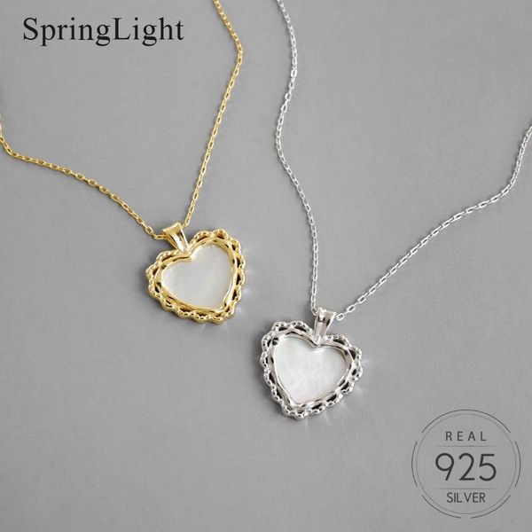 

springlight elegant love shape pearl short pendant necklace real 925 sterling silver handmade fine jewelry necklaces for women