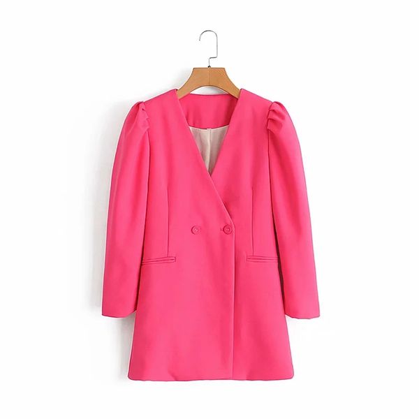 

women's suits & blazers stylish chic pink buttons pockets 2021 women elegant fashion v-neck long blazer coats casual female outerwear, White;black
