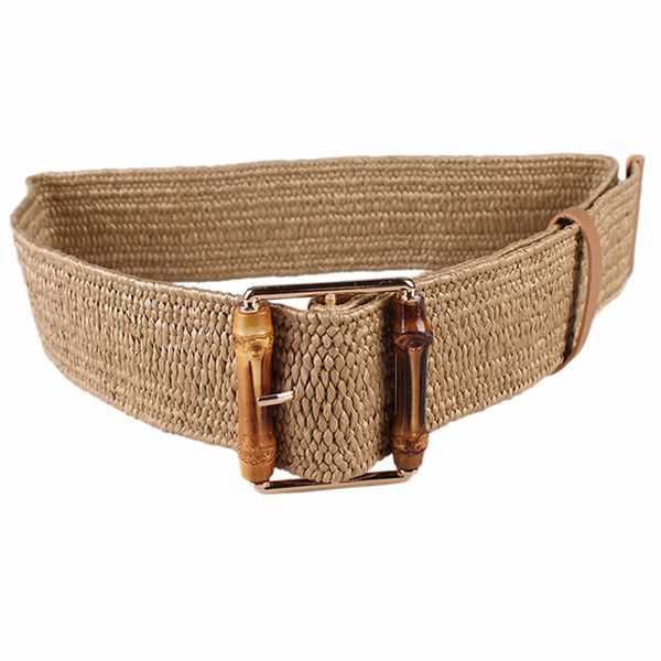 

retro knitted wax rope waist rope women bamboo buckle belt ladies knitted women's braided belt khaki, Black;brown