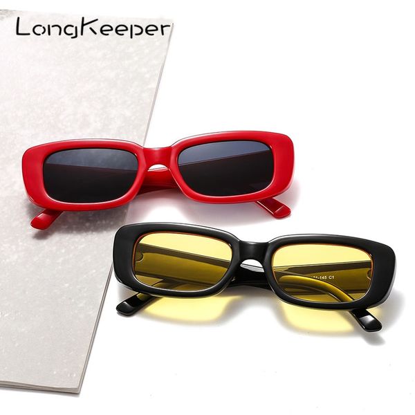 

2020 small rectangle sunglasses women men trendy vintage brand designer square sun glasses female gradient lens eyewear uv400, White;black
