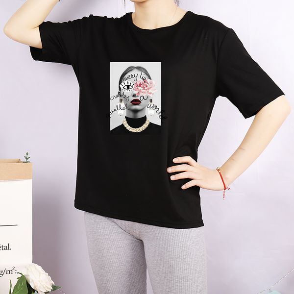 

diy t-shirts for women fashion printed crew neck shirts breathable casual women tee custom 4 colors plus size m-4xl a709