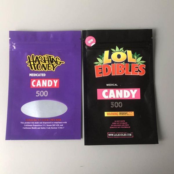 

500mg medicated candy herb honey packing hashtag bag window smell mylar with proof bags zipper flower dry hairclippersshop otppn