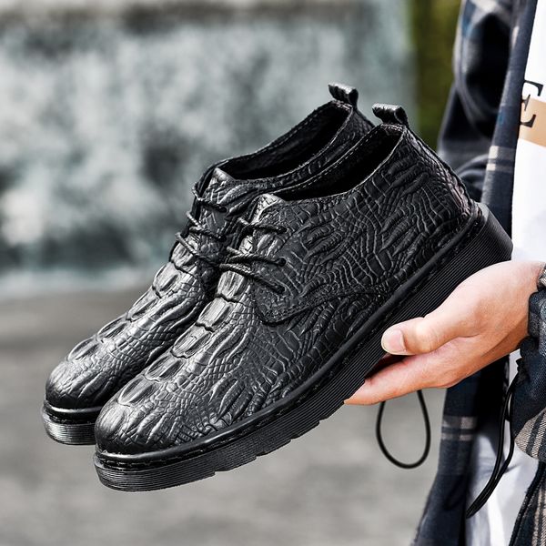 

spring autumn 2020 men original leather shoes young casual men shoes genuine leather mens sneakers brand flats shoe, Black