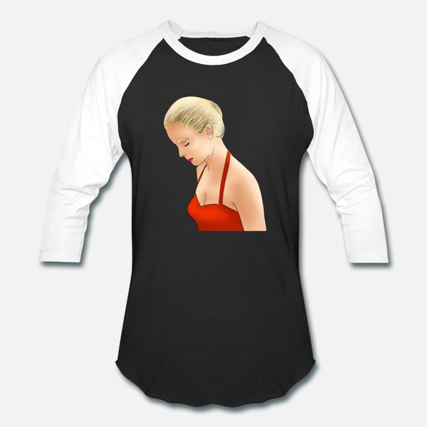 

pretty elegant sad pop art blond girl red dress t shirt men interesting short sleeve s-xxxl cool interesting authentic summer style shirt