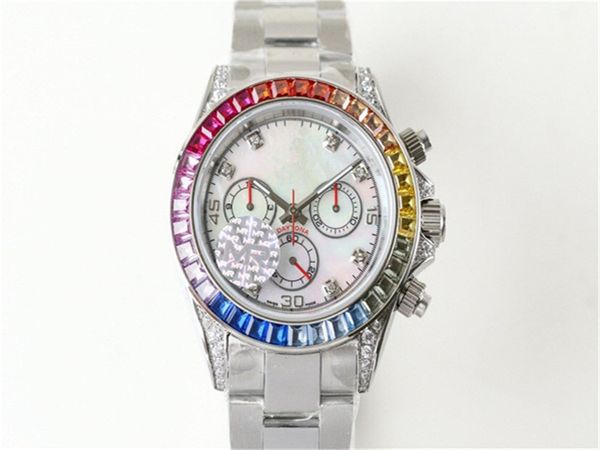 

116598rbow мужские часы автоматические механические 7750 orologio ди lusso движения мужчин алмаз смотреть montre de luxe релох де lujo v7, Slivery;brown