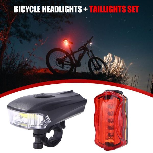 

bike lights bicycle headlight tail lamp set mtb headlamp rear light cycling equipment