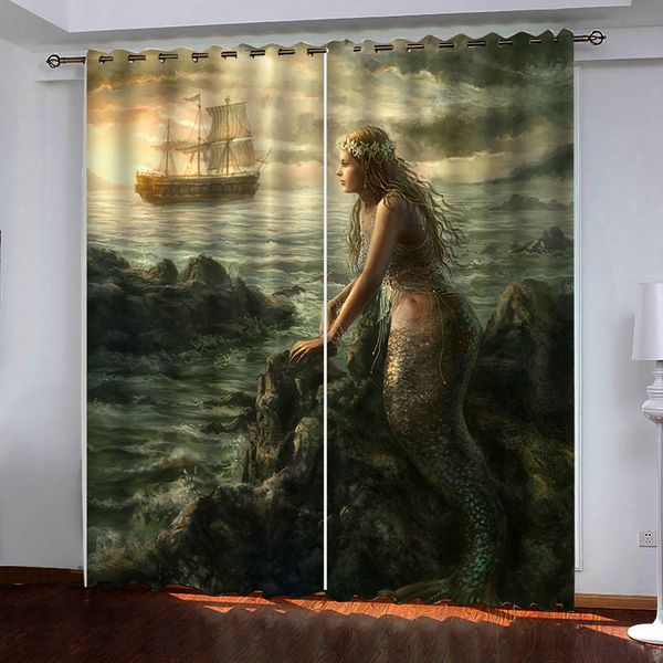 

blackout curtains for living room beautiful angel with seaside scenery 3d window curtain luxury bedroom drapes
