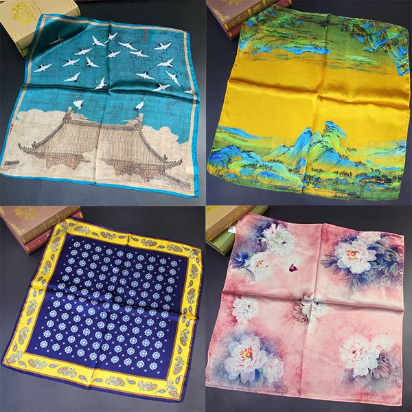 

new creativity money season gift middle guofeng ruihe map scarf silk, Blue;gray