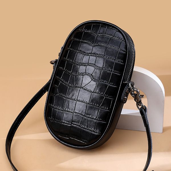 

elegant leather crossbody bag women oval small phone purse shoulder bags alligator pattern mini messenger bag women leather